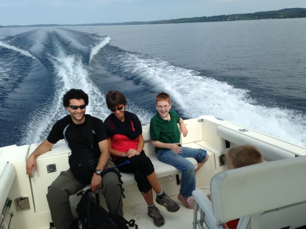 Geocaching group aboard Ambitious Charters