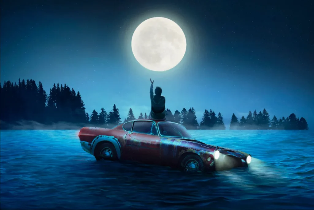 car about to sink