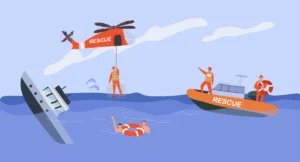 illustration showing boat rescue operation